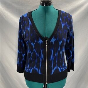 INC International Concepts Black and Blue Patterned Cardigan